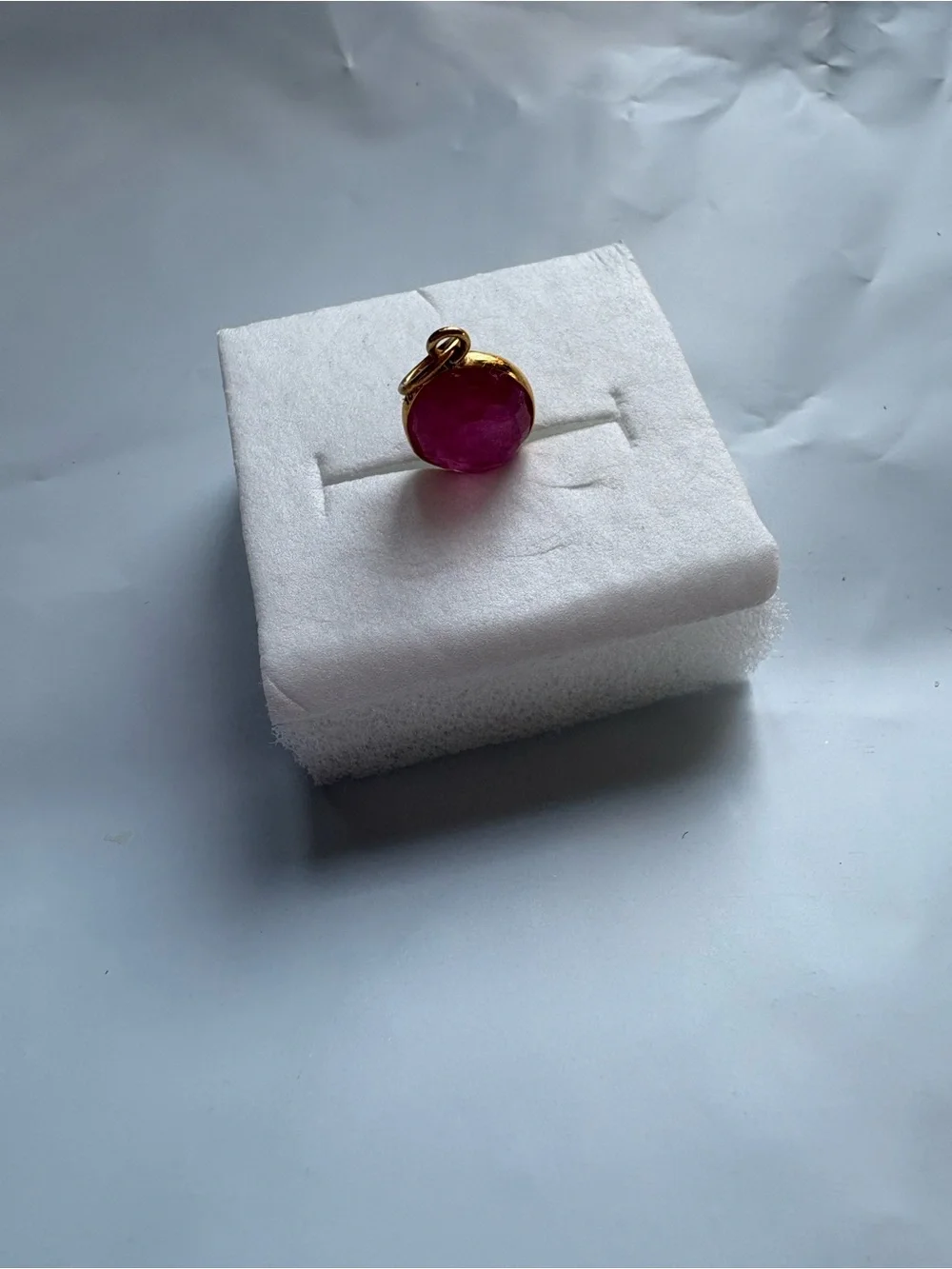 18k gold Ruby Pendant Charm with Gold bail